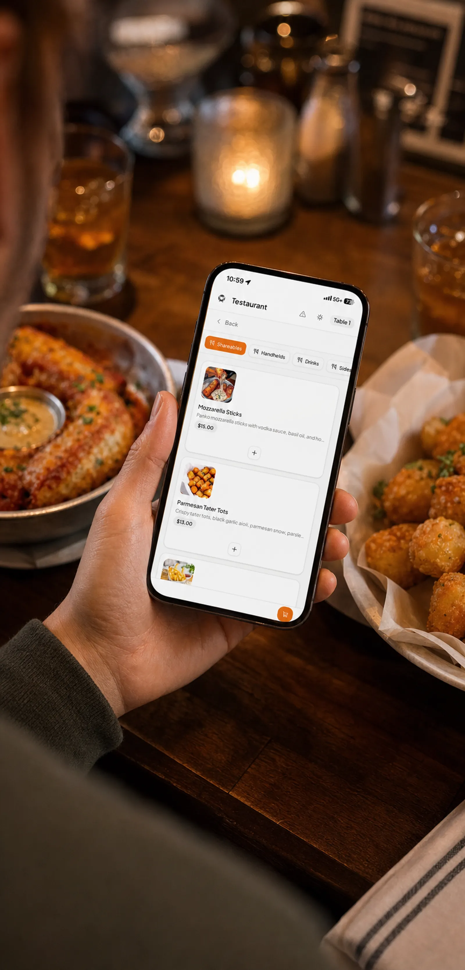 Customer browsing the Orderly menu
